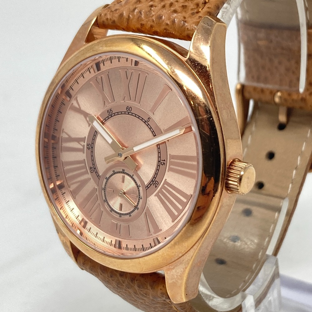 Bronzo Italia QVC Watch Women 39mm Rose Gold Tone Brown Leather Band New Battery - Picture 4 of 15